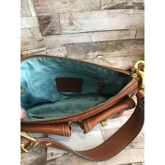 Coach Brown Leather Purse w Blue Interior - Picture 4 of 8